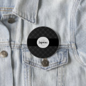 Trendy Schwarz-weiß tartan Personalize Monogram Button (Beispiel)