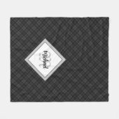 Trendy Schwarz-weiß tartan Personalize Monogram Fleecedecke (Vorderseite (Horizontal))