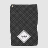 Trendy Schwarz-weiß tartan Personalize Monogram Golfhandtuch (Vorderseite)