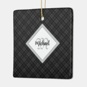 Trendy Schwarz-weiß tartan Personalize Monogram Keramikornament (Links)