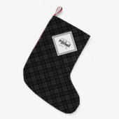 Trendy Schwarz-weiß tartan Personalize Monogram Kleiner Weihnachtsstrumpf (Vorderansicht (hängend))