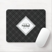 Trendy Schwarz-weiß tartan Personalize Monogram Mousepad (Mit Mouse)