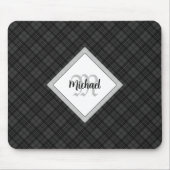 Trendy Schwarz-weiß tartan Personalize Monogram Mousepad (Vorne)