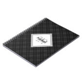 Trendy Schwarz-weiß tartan Personalize Monogram Notizblock (Linke Seite)
