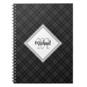 Trendy Schwarz-weiß tartan Personalize Monogram Notizblock (Vorderseite)