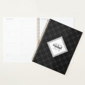 Trendy Schwarz-weiß tartan Personalize Monogram Planer (Anzeige)