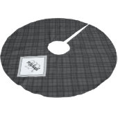 Trendy Schwarz-weiß tartan Personalize Monogram Polyester Weihnachtsbaumdecke (Schrägansicht)