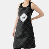 Trendy Schwarz-weiß tartan Personalize Monogram Schürze (InSitu)
