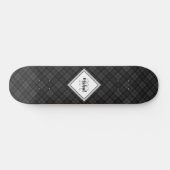 Trendy Schwarz-weiß tartan Personalize Monogram Skateboard (Horizontal)
