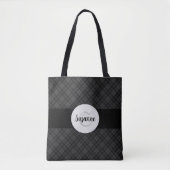 Trendy Schwarz-weiß tartan Personalize Monogram Tasche (Vorderseite)