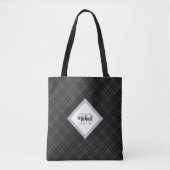 Trendy Schwarz-weiß tartan Personalize Monogram Tasche (Vorderseite)
