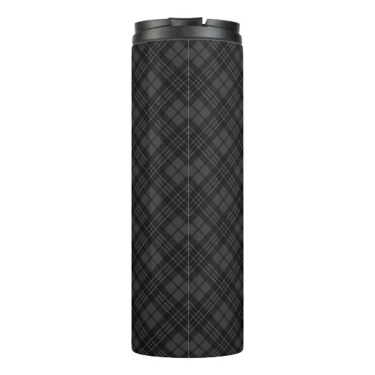 Trendy Schwarz-weiß tartan Personalize Monogram Thermosbecher (Rückseite)
