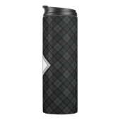 Trendy Schwarz-weiß tartan Personalize Monogram Thermosbecher (Nach rechts gedreht)