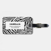 Trendy Schwarz-weiß Zebra Skin Modern Pattern Gepäckanhänger (Rückseite horizontal)