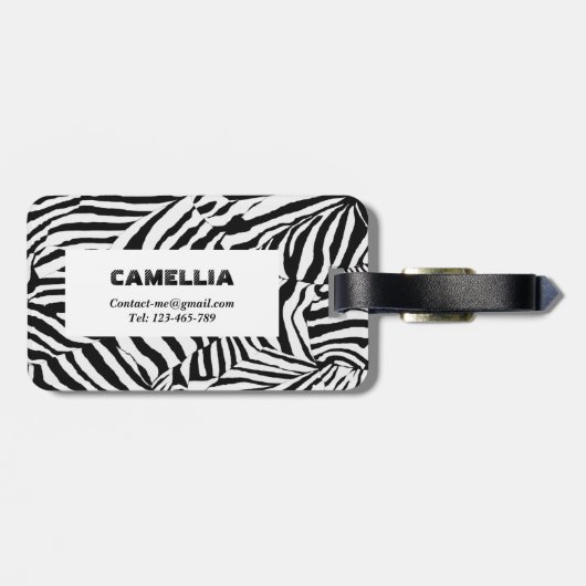 Trendy Schwarz-weiß Zebra Skin Modern Pattern Gepäckanhänger (Rückseite horizontal)