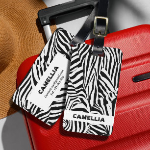 Trendy Schwarz-weiß Zebra Skin Modern Pattern Gepäckanhänger