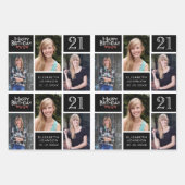 Trendy Schwarz-weiße FotoCollage 21. Geburtstag Geschenkpapier Set (Vorderseite)