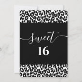 Trendy Schwarz-weiße Leoparden, süß 16 Einladung (Rückseite)