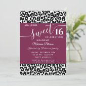 Trendy Schwarz-weiße Leoparden, süß 16 Einladung (Stehend Vorderseite)