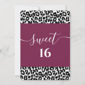 Trendy Schwarz-weiße Leoparden, süß 16 Einladung (Rückseite)
