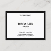 Trendy Schwarz-weiße Minimalistische Vorlage Elega Visitenkarte (Rückseite)