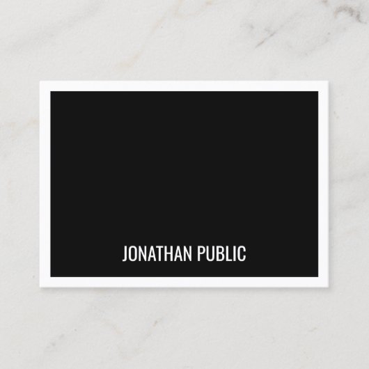 Trendy Schwarz-weiße Minimalistische Vorlage Elega Visitenkarte (Vorderseite)