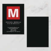 Trendy Schwarz-weiße Monogramm Klassik Visitenkarte (Vorne/Hinten)