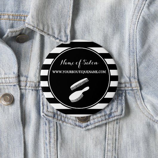 Trendy Schwarz-weiße Streifen Haar und Button (Beispiel)