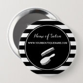 Trendy Schwarz-weiße Streifen Haar und Button (Vorne & Hinten)