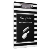 Trendy Schwarz-weiße Streifen Haar und Klemmbrett (Rechts)