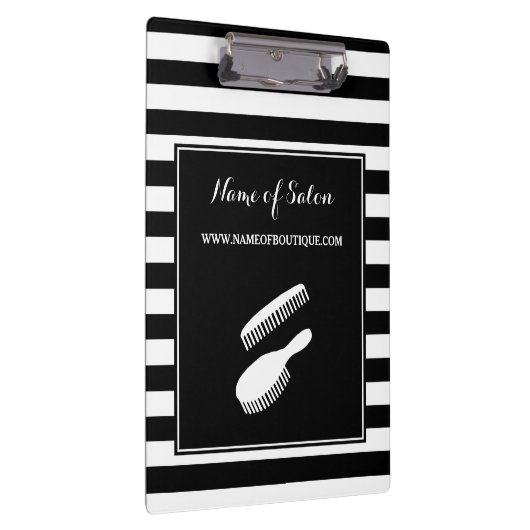 Trendy Schwarz-weiße Streifen Haar und Klemmbrett (Rechts)