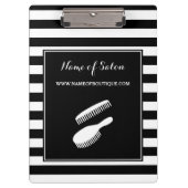 Trendy Schwarz-weiße Streifen Haar und Klemmbrett (Vorderseite)