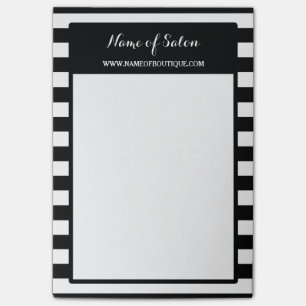 Trendy Schwarz-weiße Streifen Haar und Post-it Klebezettel