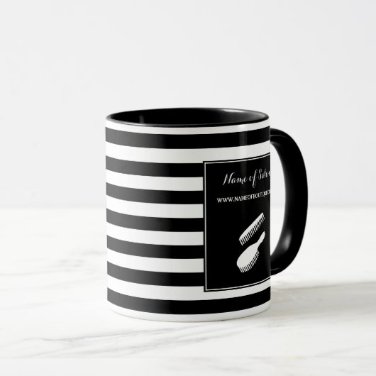 Trendy Schwarz-weiße Streifen Haar und Tasse (VorderseiteRechts)