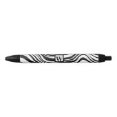 Trendy Schwarz-weiße Zebra-Print mit Chic Monogram Kugelschreiber (Vorderseite)