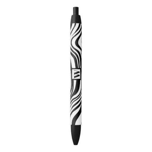 Trendy Schwarz-weiße Zebra-Print mit Chic Monogram Kugelschreiber (Vorderseite Vertikal)