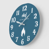 Trendy Schwarz-weißer Koch mit Personalisiertem Na Große Wanduhr (Winkel)