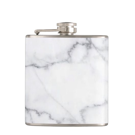 Trendy Schwarz-weißer Marmorstein Flachmann (Vorderseite)