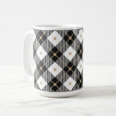 Trendy Schwarz-weißes Kariertes Muster Kaffeetasse (Vorderseite Links)