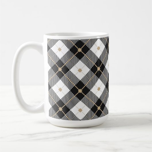 Trendy Schwarz-weißes Kariertes Muster Kaffeetasse (Links)