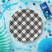 Trendy Schwarz-weißes Kariertes Muster Pappteller (Party)