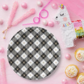 Trendy Schwarz-weißes Kariertes Muster Pappteller (Party)