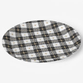 Trendy Schwarz-weißes Kariertes Muster Pappteller (Schrägansicht)