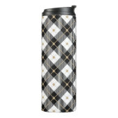 Trendy Schwarz-weißes Kariertes Muster Thermosbecher (Nach links gedreht)
