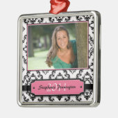 Trendy schwarze Damast-Abschluss-Fotoverzierung Ornament Aus Metall (Links)