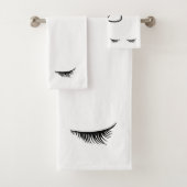 Trendy schwarze Eyelashes-Silhouette Badhandtuch Set (Insitu)