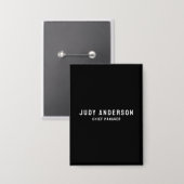 Trendy Schwarze Professionelle Schlichte Moderne E Button (Vorderseite/Rückseite)