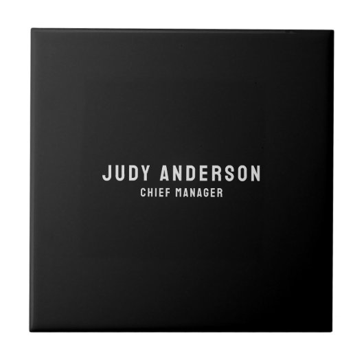 Trendy Schwarze Professionelle Schlichte Moderne E Fliese (Vorderseite)
