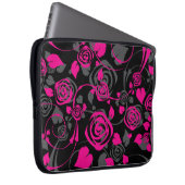 Trendy schwarze u. rosa BlumenRosen-Laptop-Hülse Laptopschutzhülle (Vorne Rechts)