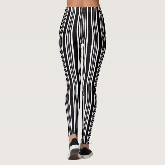 Trendy schwarze u. weiße Streifen-Leggings Leggings (Rückseite)